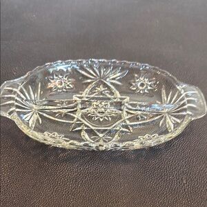 Anchor Hocking Star of David Clear Glass Serving Relish Dish